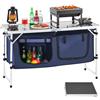 SucceBuy Tavolo da cucina da campeggio Tavolo da cucina pieghevole per esterni Tavolo da campeggio pieghevole per stazione di cottura portatile leggero in alluminio
