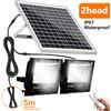 YQCHEZI Luce solare a led da 400 W Luce di inondazione a 2 teste ad alta luminosità Lampada da parete da giardino per esterni impermeabile con pannello solare in alluminio Per giardino