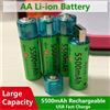 Rscrola Batteria ricaricabile AA universale Batteria agli ioni di litio durevole da 5500 mAh AA USB Ricarica diretta per giocattoli Orologi Controller di gioco Fotocamere