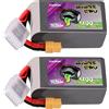 OVONIC Batteria LiPo OVONIC 22.2V 1400 mAh 150C con Connettore XT60, Batteria LiPo Rebel 2.0 6S 1400mAh 150C, Confezione da 2