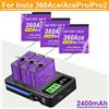 PALO Batteria ad alta capacità da 2400mAh per Insta360 Ace Pro Ace + Caricatore rapido a 3 slot con LED per accessori fotocamera d'azione Insta 360 Ace Pro 2