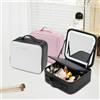 NONE Borsa per il trucco da viaggio con specchio LED, custodia per organizer con scomparto regolabile, custodia per trucco regolabile con scenari a 3 colori