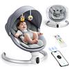 Rbefeuly Altalena elettrica per bambini, APP e bilancia per bambini remota dalla nascita fino a 9 kg, imbracatura a 5 punti Bilancia per bambini migliorata con 3 timer