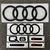Audi Emblema Logo AUDI 4 Anelli in ABS Nero per Griglia Anteriore Cofano Auto, Adesivo Distintivo Posteriore Bagagliaio 1P Q8 1P Quattro 2P Sline per AUDI Q8 2018-2024