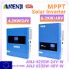 ANENJI Inverter Solare Ibrido ANENJI 6.2KW 4.2KW On-Grid Off-Grid 48V 24V Onda Pura Doppia Uscita 120A MPPT PV 500VDC con Regolatore di Carica e WIFI per Pannelli Solari