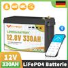 FLLYROWER 12V 330Ah LiFePO4 Batteria Al Litio Con 200A BMS Bluetooth 8000 + Cicli Per RV Camper Fuoristrada All'aperto Casa di Stoccaggio