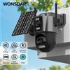 WONSDAR 4G SIM Telecamera solare 24/7 Registrazione esterna Tre schermi Telecamera PTZ Monitoraggio automatico Batteria impermeabile Sorveglianza iCSee