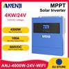 ANENJI Inverter Solare Ibrido ANENJI 4000W 24V 220V On/Off Grid Onda Pura con MPPT 100A Integrato e WiFi per Batteria LiFePO4 e Pannello Solare