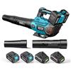 SeeSii Soffiatore Elettrico Turbo Brushless Seesii 40V 680CFM Senza Fili 20000RPM con Doppia Batteria per la Cura del Prato, Detriti e Polvere, Compatibile con Batteria Makita 18V