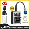 dé Wallbox mobile 7,4 kW 32 A monofase con spina APP CEE a presa di tipo 2 Stazione di ricarica mobile per caricabatterie EV con contatore di elettricità