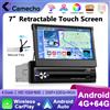 Camecho 4 + 64G 1 Din Lettore multimediale per auto 7 "Schermo IPS retrattile Autoradio Android Auto Carplay GPS Wifi Mirrorlink Autoradio