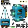 Gisam Livella Laser 4D Gisam a 16 Linee, Autolivellante, Potente Raggio Verde 360° Orizzontale e Verticale, per Batterie Makita 18V