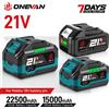 ONEVAN Batteria agli ioni di litio ONEVAN 18V-21V 22500mAh 15000mAh ricaricabile con caricabatterie per chiave elettrica, motosega e utensili elettrici