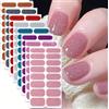 NONE 8 fogli di strisce per smalto per unghie a avvolgimento completo, adesivo per unghie in gel autoadesivo con glitter per unghie rosa, per kit per manicure per forniture per unghie fai da te per la casa