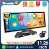 Srnubi 11.26 '' Dash Cam 4K Auto DVR Wireless Carplay e Android Auto GPS Navigazione Videoregistratore Cruscotto Doppia Lente Wifi FM AUX