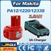 powtree Batteria 12V 3500mAh per Makita PA12 Ni-Mh Batteria per Makita PA12 PA1220 PA1222 PA1233S Batteria ricaricabile con caricabatterie