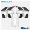 ARCCTV Kit telecamera Wifi solare da 4 MP Set telecamera di sorveglianza di sicurezza wireless esterna Sirena Allarme Rilevamento umanoide Audio bidirezionale