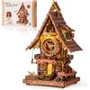 Robotime ROKR Orologio a cucù Meccanico Puzzle in legno 3D Orologio a cucù di Natale Kit di costruzione Progetto fai da te per le vacanze per adolescenti Adulti