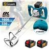 Gisam Miscelatore Elettrico per Calcestruzzo Gisam 40V Senza Spazzole, Miscelatore a Doppia Batteria, Frullatore per Cemento e Vernice Senza Fili Compatibile con Batteria Makita 18V