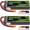 OVONIC Batteria LiPo OVONIC 2S 7200mAh Hardcase 7.4V 130C con connettore XT60 a TRA per Veicoli RC in Scala 1/10, Auto e Camion, Confezione da 2