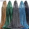 NONE Mantello di Halloween Per Adulti Bambini Mantello Con Paillettes Stand-up Cravatta Cappello Con Paillettes Nero Strega Morte Veste Verde Nero Mantello Costume Cosplay