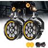 UNI-SHINE UNISHINE Fari a LED ad alta potenza da 4,5 pollici, fari rotondi per moto con DRL ambra per Suzuki Yamaha, fari per moto per uso fuoristrada