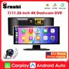 Srnubi 7/11.26" Dash Cam 4K DVR per auto, Carplay wireless e Android Auto Videoregistratore di navigazione GPS per Apple, Wifi FM AUX Radio