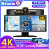 Srnubi 11.26 "Camera da Dash Retrovisore Carplay Android Auto 4K DVR Lettore di Navigazione Doppia Lente Registratore Cruscotto WIFI BT AUX GPS FM