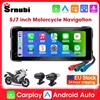 Srnubi Schermo portatile da 5/7 pollici Carplay Navigazione moto GPS Smart Player Supporta Carplay Android Auto IP67 Impermeabile BT
