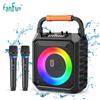 FanFun Altoparlante Bluetooth wireless T17-T, macchina per karaoke con 2 microfoni, sistema per karaoke domestico con luce per feste a LED