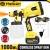 MELLWIN 1000ML Cordless Pistola A Spruzzo di Vernice Elettrica Ad Alta Potenza Spruzzatore di Vernice Mobili Per Auto Spruzzatore In Acciaio Per Makita 18V Batteria Spille