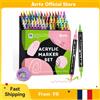 arrtx Pennarelli acrilici Arrtx 112 colori a doppia punta, punta fine e punta a pennello, per pittura su roccia, ceramica, legno, plastica, scrapbooking