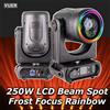 Yuer 250W Fascio LED Spot Luce a testa mobile Focus Frost Ainbow Effetto Display LCD Schermo DMX512 Luce DJ Disco Bar Party Stage Lighting