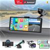 Junsun Dash Cam da 10,26 pollici 4K Car DVR Wireless Carplay per Apple Android Auto Navigazione GPS Registratore video per cruscotto Schermo touch IPS Doppia lente Telecamera posteriore BT Audio AUX