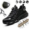 NONE Scarpe antinfortunistiche con bottone rotante Taglia 37-48 per uomo, uomo Donna Scarpe da ginnastica con puntale in acciaio Scarpe senza lacci Stivali antiforatura anti-sfondamento