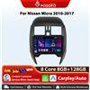 Podofo Android Auto Wireless Carplay Autoradio Per NISSAN Micra K13 Marzo 2013-2017 Navigazione GPS 4G WIFI Lettore Multimediale Per Auto