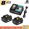 NONE 2 confezioni 8.0Ah 18V BL1860B Batteria di ricambio per batteria Makita 18V + caricabatterie DC18RC 14.4V-18V 3.0Ah BL1860B BL1850 BL1860