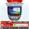 Podofo 10 '' Wireless CarPlay AI Voce Autoradio Per Toyota Aygo 2004-2014/PEUGEOT 107/Citroën C1 Android GPS DSP Autoradio FM BT