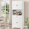 Getone Mobili da cucina 180 cm Armadio da cucina con piano di lavoro grande 4 ante, dispensa armadio credenza ripiani regolabili, 1 cassetto 75x40x180 cm Bianco/Nero
