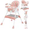 PIORLADO（家具） Seggiolone per bambini 3 in 1, seggiolone pieghevole e regolabile con vassoio rimovibile, cintura di sicurezza, poggiapiedi e ruote