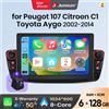 Junsun Autoradio Junsun 7" Wireless CarPlay Android Auto per Peugeot 107 Toyota Aygo Citroen C1 2005-2014, Sistema Multimediale Intelligente con Apple CarPlay Wireless, Schermo Touch IPS, Lettore Video