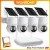 WONSDAR Kit Sistema di Telecamere Solari 4 Pezzi, Set di Telecamere WiFi PTZ Wireless per Esterni con Base Domestica ICsee