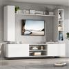 NONE Set da parete per TV da 180 * 35 * 33,5 cm con vetrine (set completo, 4 pezzi), include scheda TV, rack e 2 ripiani a muro, mobile TV, bianco