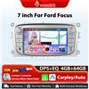 Podofo 7 ''Radio per auto Carplay senza fili per Ford Focus Android Auto Navigazione GPS Lettore multimediale WIFI AI Voce DSP FM BT Radio