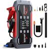 BSMOOM 9000A Avviatore di emergenza per auto Pompa d'aria 6 in 1, compressore d'aria, ventilatore, batteria ausiliaria e cavi di emergenza intelligenti 12V