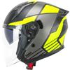 NONE Casco Sport Jet Jedi SKA-P 1MHG Nero Giallo Fluorescente Opaco