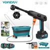 YOFIDRA 6IN1 Pistola a spruzzo d'acqua elettrica ad alta pressione Strumento per lavatrice da giardino per auto con secchio d'acqua pieghevole da 22 litri per perno batteria Makita