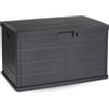 Baule portaoggetti giardino 170 litri 78x55x52 cm, resina effetto legno, impermeabile e lucchettabile, antracite, spazioso, esterno, patio, balcone