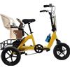 Daibot Bicicletta elettrica a tre ruote pieghevole da 14 pollici 350W 48V per sedile per bambini adulti Mini triciclo elettrico per famiglie blu/giallo con cestino