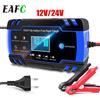 EAFC 12V/24V Caricabatteria per auto completamente intelligente 12V 8A 24V 4A Caricatore di riparazione a impulsi per caricabatterie al piombo acido